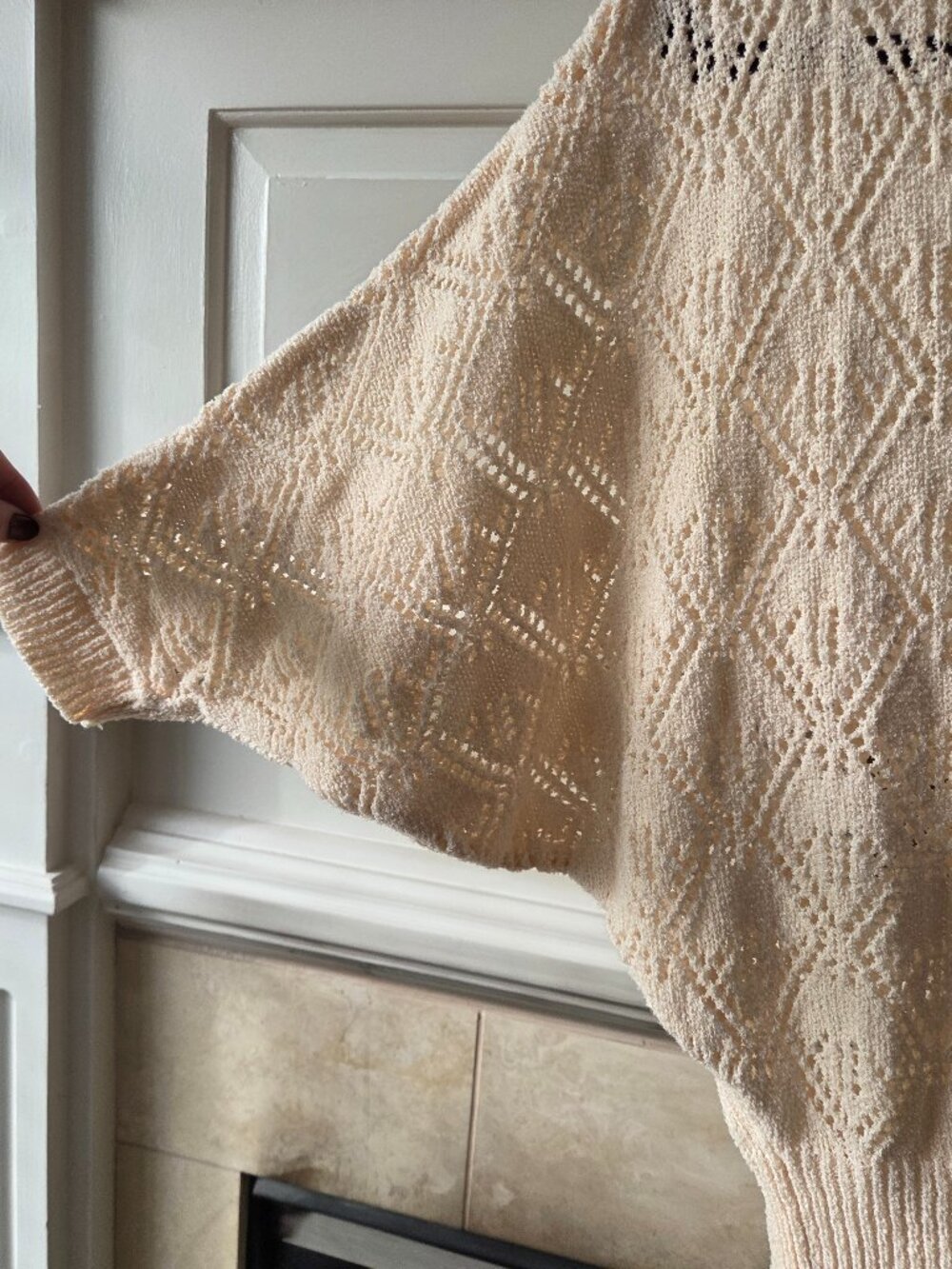 LIZ LISA Cream Open-Knit Cottagecore Sweater Top Size S - Picture 2 of 6